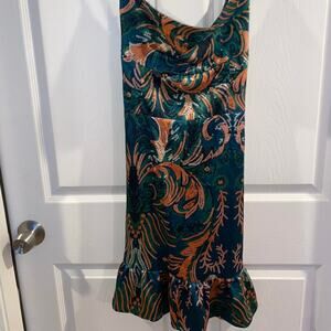 Green and orange paisley dress